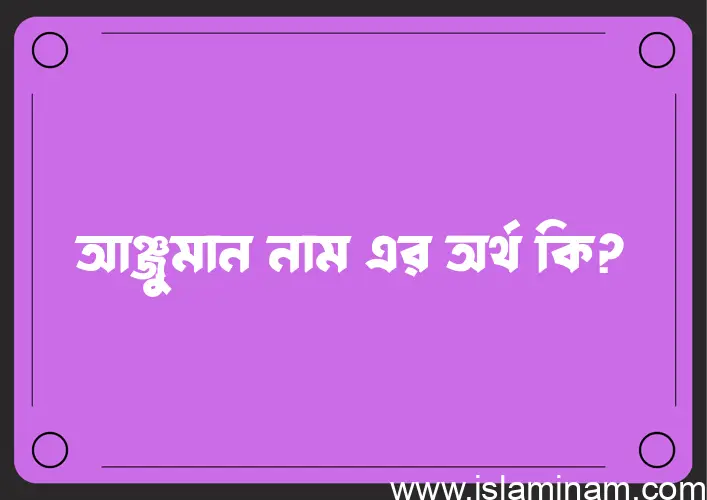 আঞ্জুমান নামের আর্থ কি?