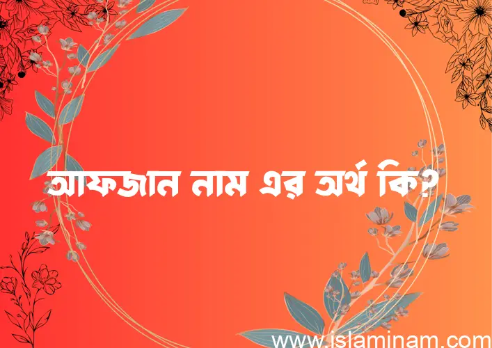 আফজান নামের অর্থ কি এবং ইসলাম কি বলে? (বিস্তারিত)