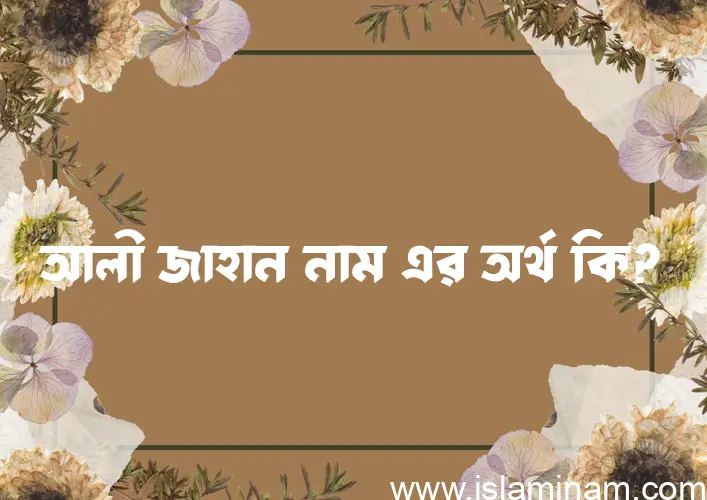 আলী জাহান নামের আর্থ কি?