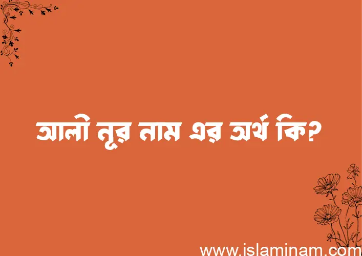 আলী নূর নামের অর্থ কি এবং ইসলাম কি বলে? (বিস্তারিত)