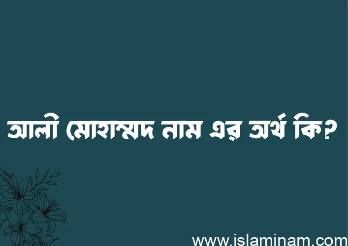 আলী মোহাম্মদ নামের অর্থ কি, বাংলা ইসলামিক এবং আরবি অর্থ?