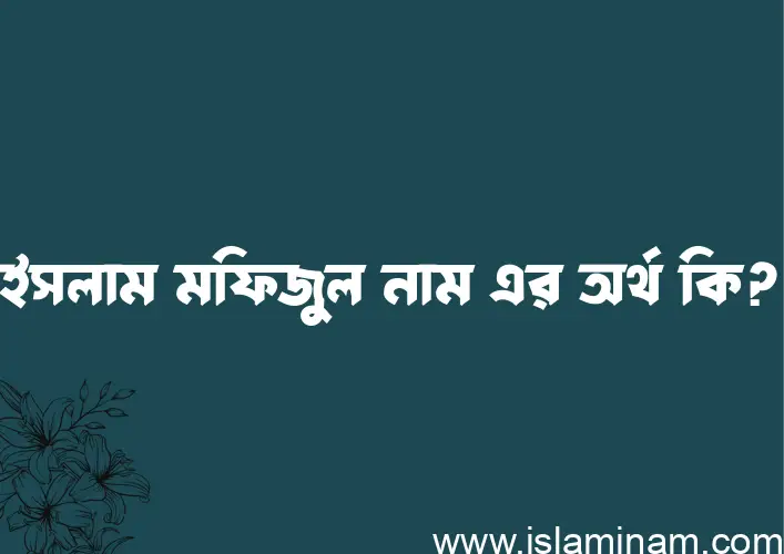 ইসলাম মফিজুল নামের অর্থ কি এবং ইসলাম কি বলে? (বিস্তারিত)