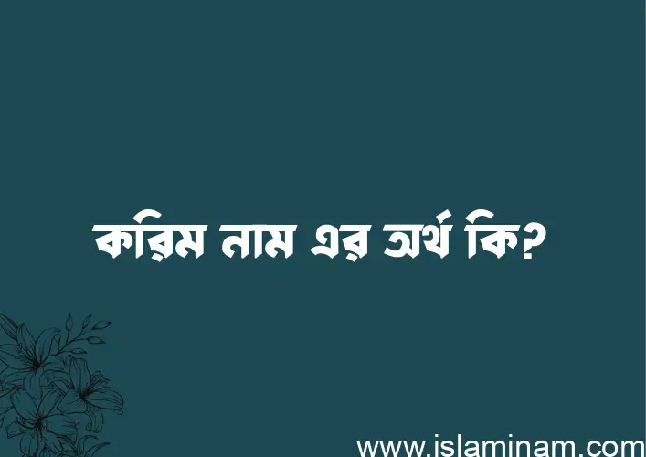 করিম নামের অর্থ কি? করিম নামের বাংলা, আরবি/ইসলামিক অর্থসমূহ