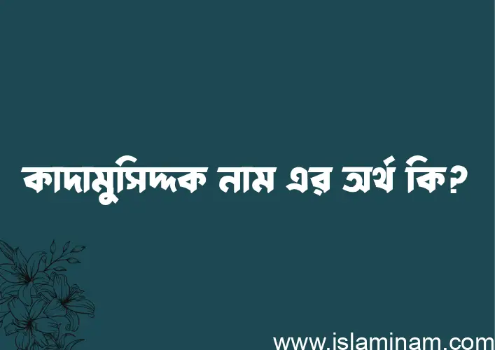 কাদামুসিদ্দক নামের অর্থ কি? কাদামুসিদ্দক নামের বাংলা, আরবি/ইসলামিক অর্থসমূহ