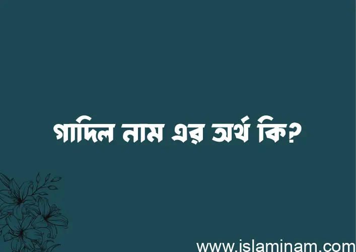 গাদিল নামের অর্থ কি? গাদিল নামের বাংলা, আরবি/ইসলামিক অর্থসমূহ