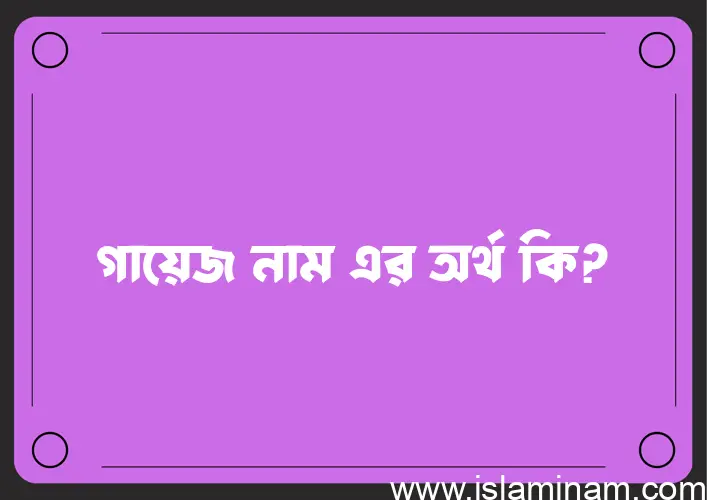 গায়েজ নামের অর্থ কি? গায়েজ নামের বাংলা, আরবি/ইসলামিক অর্থসমূহ