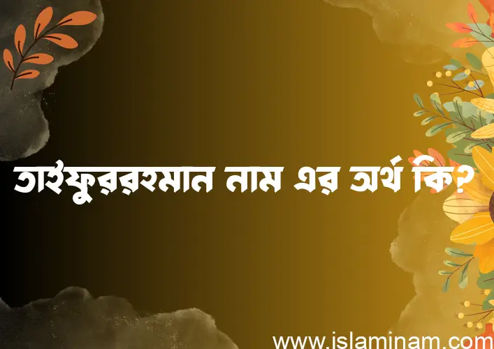 তাইফুররহমান নামের অর্থ কি এবং ইসলাম কি বলে? (বিস্তারিত)