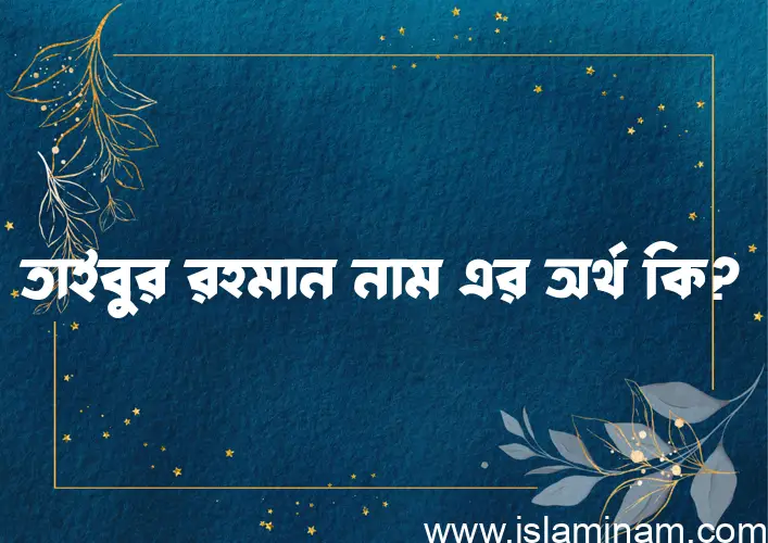 তাইবুর রহমান নামের অর্থ কি, বাংলা ইসলামিক এবং আরবি অর্থ?