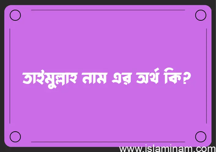 তাইমুল্লাহ নামের অর্থ কি? তাইমুল্লাহ নামের বাংলা, আরবি/ইসলামিক অর্থসমূহ