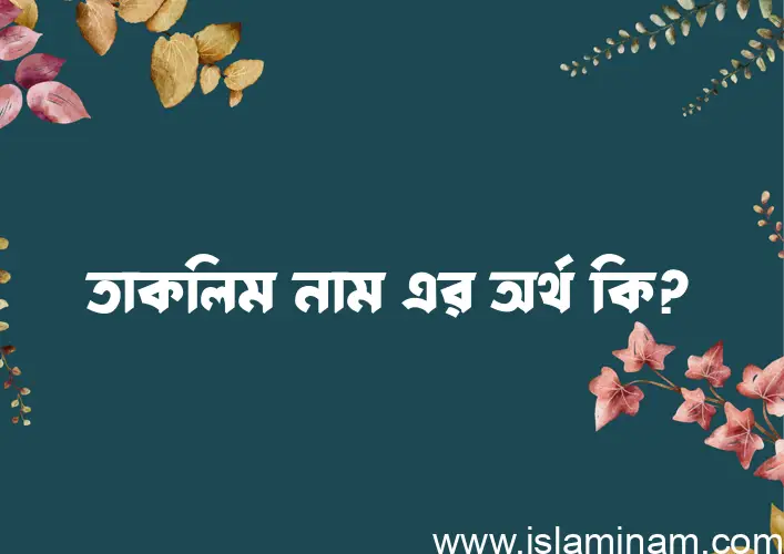 তাকলিম নামের অর্থ কি? তাকলিম নামের বাংলা, আরবি/ইসলামিক অর্থসমূহ