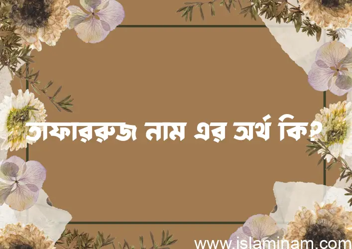 তাফাররুজ নামের অর্থ কি? তাফাররুজ নামের বাংলা, আরবি/ইসলামিক অর্থসমূহ