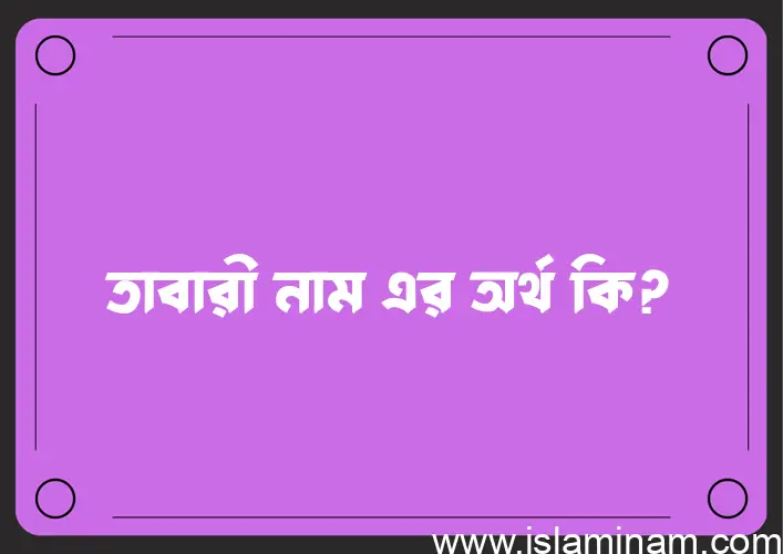 তাবারী নামের অর্থ কি? তাবারী নামের বাংলা, আরবি/ইসলামিক অর্থসমূহ