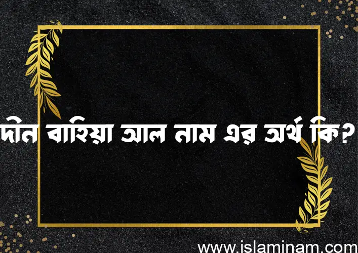 দীন বাহিয়া আল নামের অর্থ কি? ইসলামিক আরবি বাংলা অর্থ এবং নামের তাৎপর্য