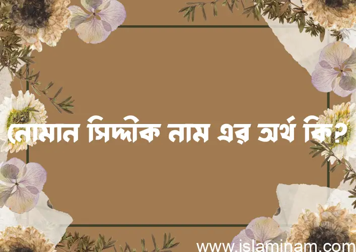 নোমান সিদ্দীক নামের আর্থ কি?