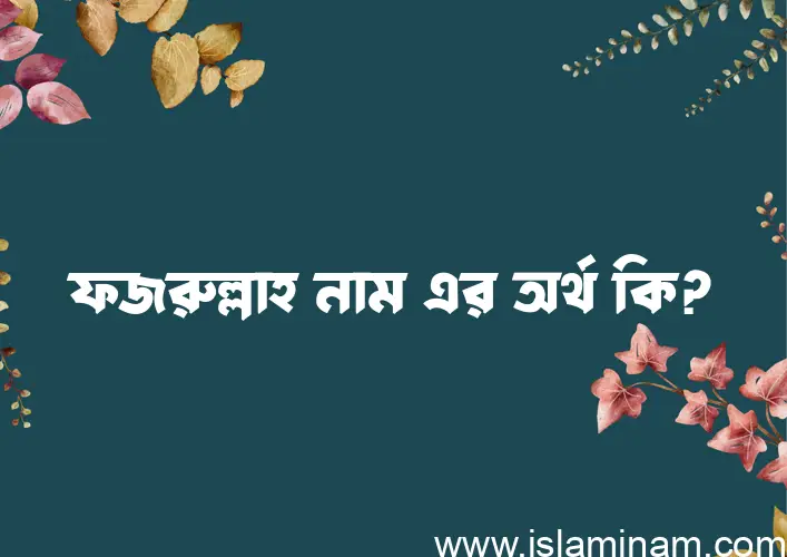 ফজরুল্লাহ নামের অর্থ কি? ইসলামিক আরবি বাংলা অর্থ