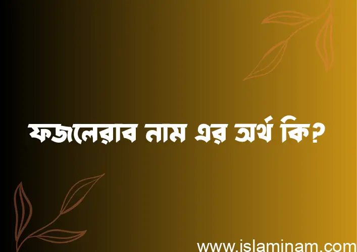 ফজলেরাব নামের অর্থ কি? ফজলেরাব নামের বাংলা, আরবি/ইসলামিক অর্থসমূহ