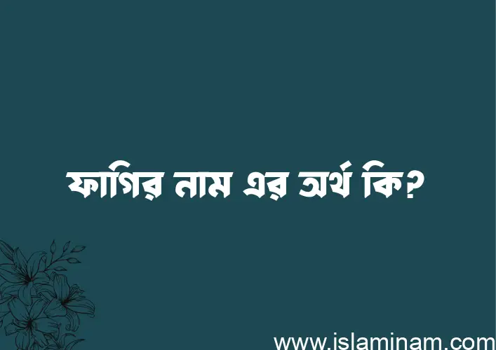 ফাগির নামের অর্থ কি? ফাগির নামের বাংলা, আরবি/ইসলামিক অর্থসমূহ