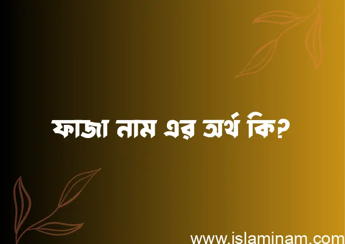 ফাজা নামের অর্থ কি? ফাজা নামের বাংলা, আরবি/ইসলামিক অর্থসমূহ