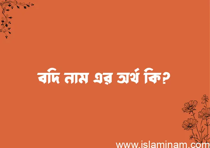 বদি নামের অর্থ কি? বদি নামের বাংলা, আরবি/ইসলামিক অর্থসমূহ