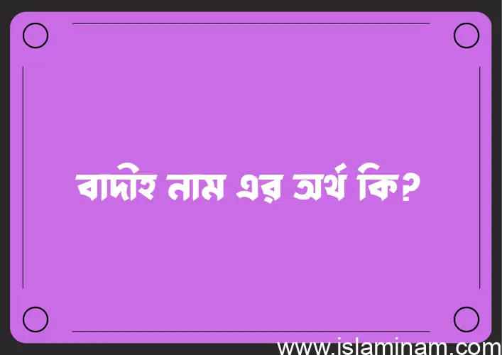 বাদীহ নামের অর্থ কি এবং ইসলাম কি বলে? (বিস্তারিত)