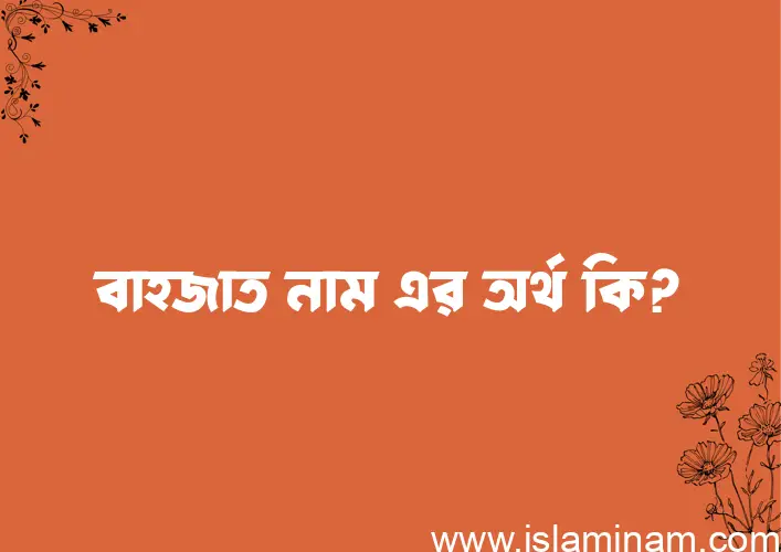 বাহজাত নামের অর্থ কি এবং ইসলাম কি বলে? (বিস্তারিত)