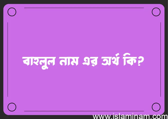 বাহলুল নামের অর্থ কি? ইসলামিক আরবি বাংলা অর্থ