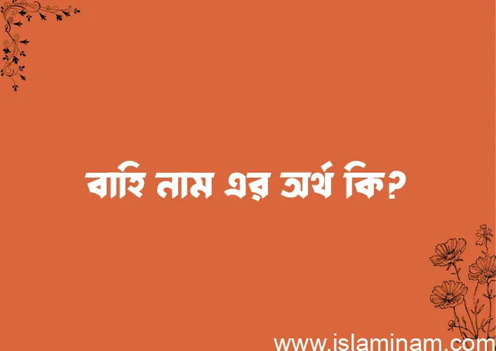 বাহি নামের অর্থ কি? ইসলামিক আরবি বাংলা অর্থ এবং নামের তাৎপর্য