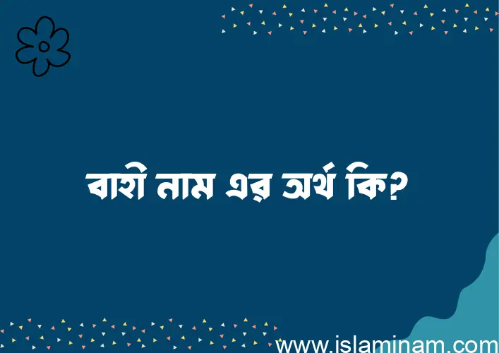 বাহী নামের অর্থ কি? ইসলামিক আরবি বাংলা অর্থ এবং নামের তাৎপর্য