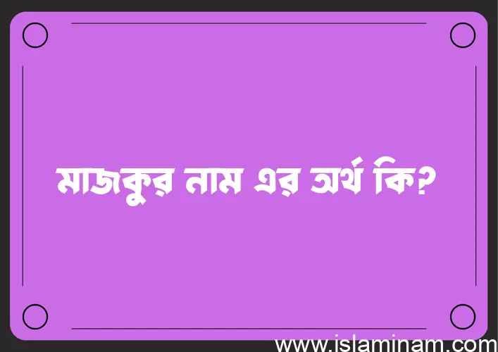 মাজকুর নামের অর্থ কি? মাজকুর নামের বাংলা, আরবি/ইসলামিক অর্থসমূহ