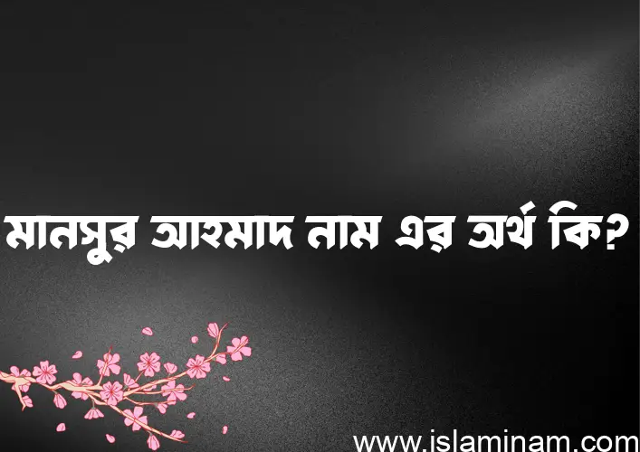 মানসুর আহমাদ নামের অর্থ কি? ইসলামিক আরবি বাংলা অর্থ