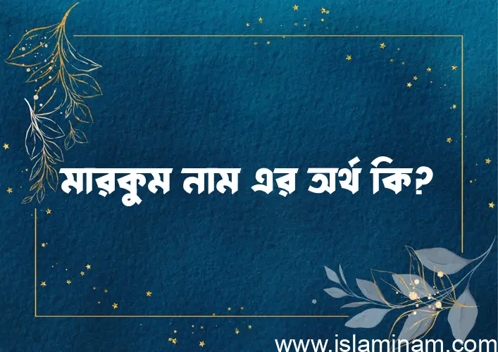 মারকুম নামের অর্থ কি? মারকুম নামের বাংলা, আরবি/ইসলামিক অর্থসমূহ