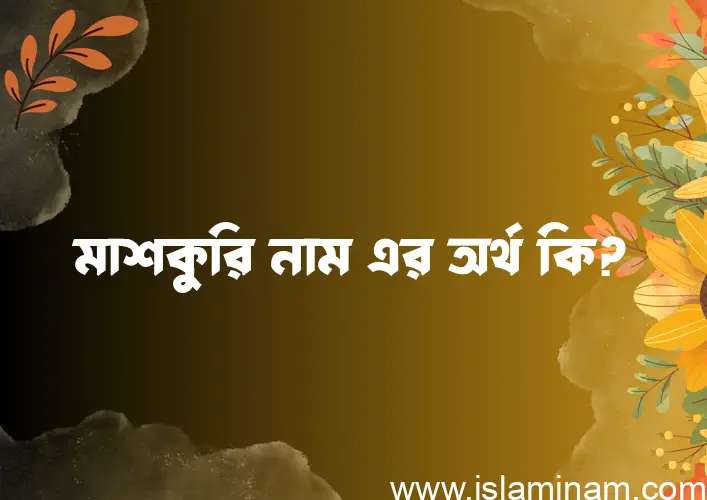 মাশকুরি নামের অর্থ কি? মাশকুরি নামের বাংলা, আরবি/ইসলামিক অর্থসমূহ