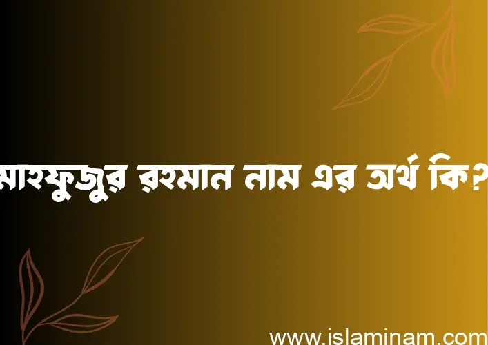 মাহফুজুর রহমান নামের অর্থ কি এবং ইসলাম কি বলে? (বিস্তারিত)