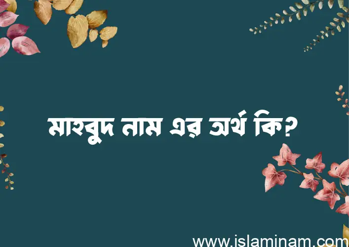 মাহবুদ নামের আর্থ কি?