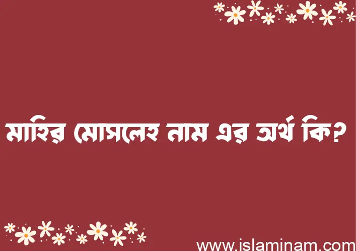 মাহির মোসলেহ নামের অর্থ কি? (ব্যাখ্যা ও বিশ্লেষণ) জানুন