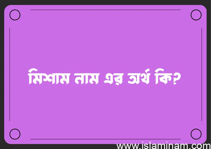 মিশাম নামের অর্থ কি এবং ইসলাম কি বলে? (বিস্তারিত)