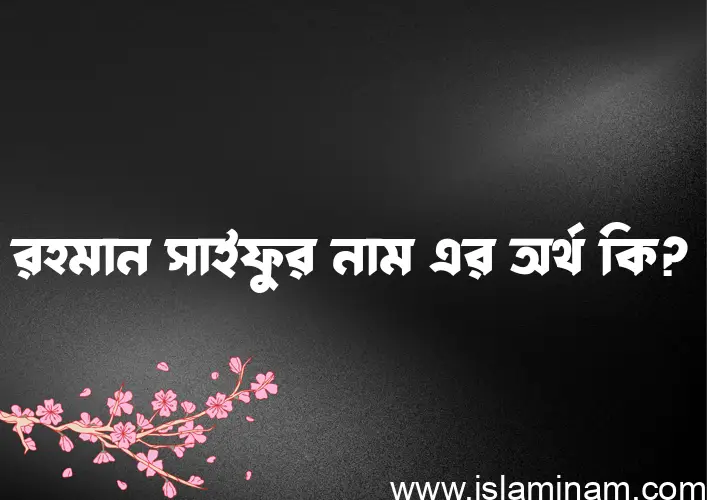 রহমান সাইফুর নামের অর্থ কি? রহমান সাইফুর নামের বাংলা, আরবি/ইসলামিক অর্থসমূহ