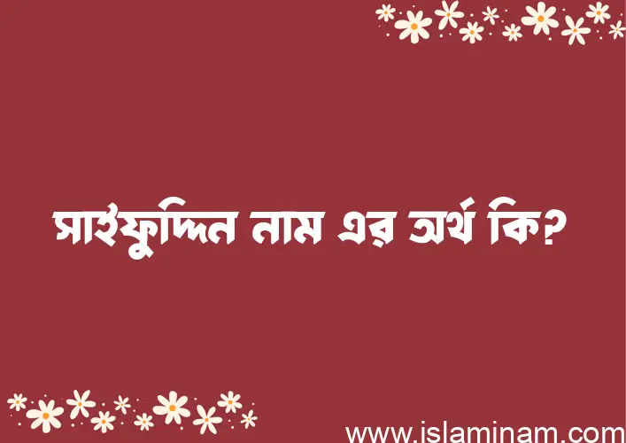 সাইফুদ্দিন নামের অর্থ কি? সাইফুদ্দিন নামের বাংলা, আরবি/ইসলামিক অর্থসমূহ