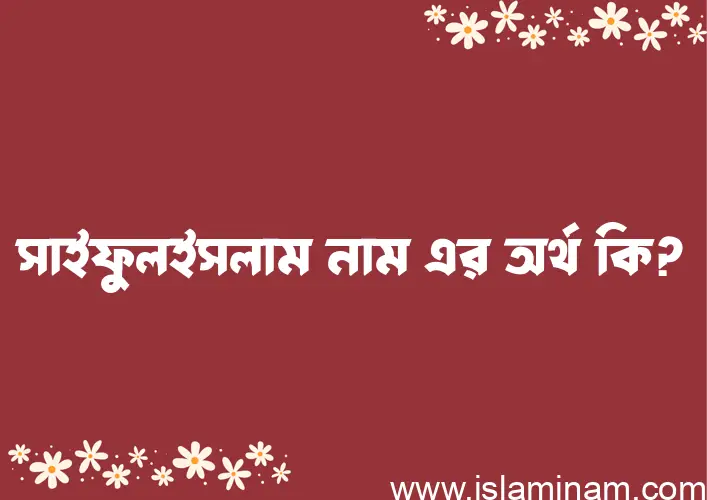 সাইফুলইসলাম নামের অর্থ কি? ইসলামিক আরবি বাংলা অর্থ