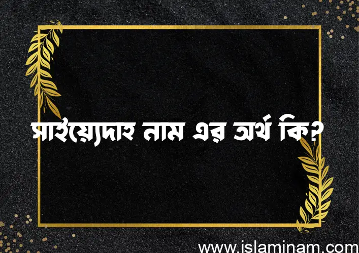 সাইয়্যেদাহ নামের অর্থ কি? সাইয়্যেদাহ নামের ইসলামিক অর্থ এবং বিস্তারিত তথ্য সমূহ