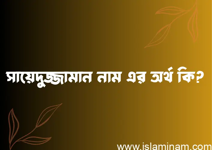 সায়েদুজ্জামান নামের অর্থ কি? সায়েদুজ্জামান নামের বাংলা, আরবি/ইসলামিক অর্থসমূহ