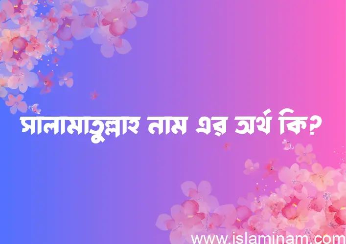 সালামাতুল্লাহ নামের অর্থ কি? (ব্যাখ্যা ও বিশ্লেষণ) জানুন