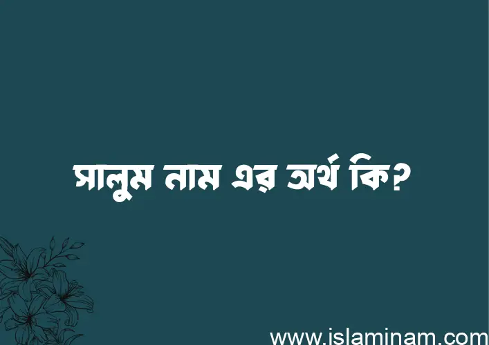 সালুম নামের অর্থ কি? সালুম নামের ইসলামিক অর্থ এবং বিস্তারিত তথ্য সমূহ