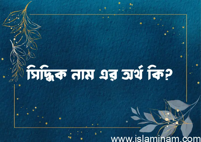 সিদ্ধিক নামের অর্থ কি? (ব্যাখ্যা ও বিশ্লেষণ) জানুন