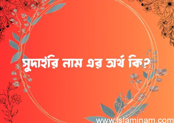 সুদাইরি নামের অর্থ কি এবং ইসলাম কি বলে? (বিস্তারিত)