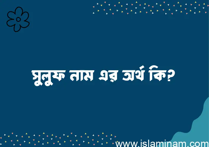 সুলুফ নামের অর্থ কি? সুলুফ নামের বাংলা, আরবি/ইসলামিক অর্থসমূহ