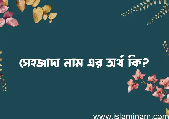 সেহজাদা নামের আর্থ কি?