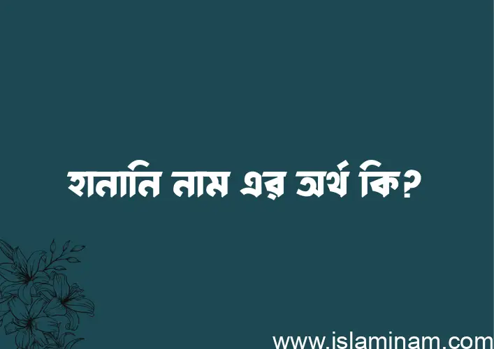 হানানি নামের অর্থ কি? হানানি নামের বাংলা, আরবি/ইসলামিক অর্থসমূহ